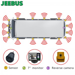Pojazd Coach Bus Parking Radar Sensor Monitor Systemu HD 1080P Odwrotna Aparata z 16-czujnikami detekcji wizji cyfrowej ostrzegania
